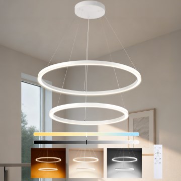 Brilagi - LED himmennettävä riippuvalaisin vaijerilla PORTOFINO LED/98W/230V 3000-6000K halkaisija 80 cm valkoinen + kaukosäädin