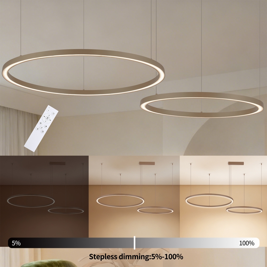 Brilagi - Himmennettävä LED-riippuvalaisin vaijerilla PORTOFINO LED/98W/230V 3000-6000K beige + kaukosäädin