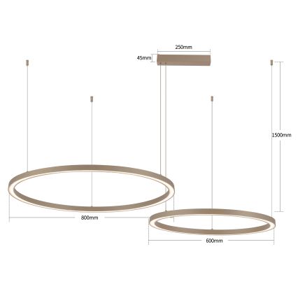 Brilagi - Himmennettävä LED-riippuvalaisin vaijerilla PORTOFINO LED/98W/230V 3000-6000K beige + kaukosäädin