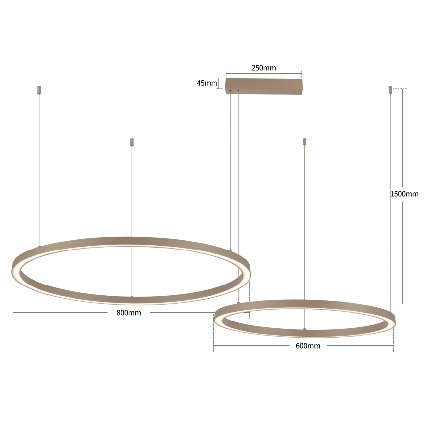 Brilagi - Himmennettävä LED-riippuvalaisin vaijerilla PORTOFINO LED/98W/230V 3000-6000K beige + kaukosäädin