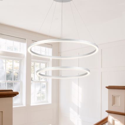 Brilagi - Himennettävä LED-riippuvalaisin vaijerilla PORTOFINO LED/98W/230V 3000-6000K halkaisija 80 cm hopea + kaukosäädin