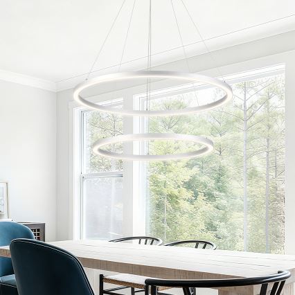 Brilagi - Himennettävä LED-riippuvalaisin vaijerilla PORTOFINO LED/98W/230V 3000-6000K halkaisija 80 cm hopea + kaukosäädin
