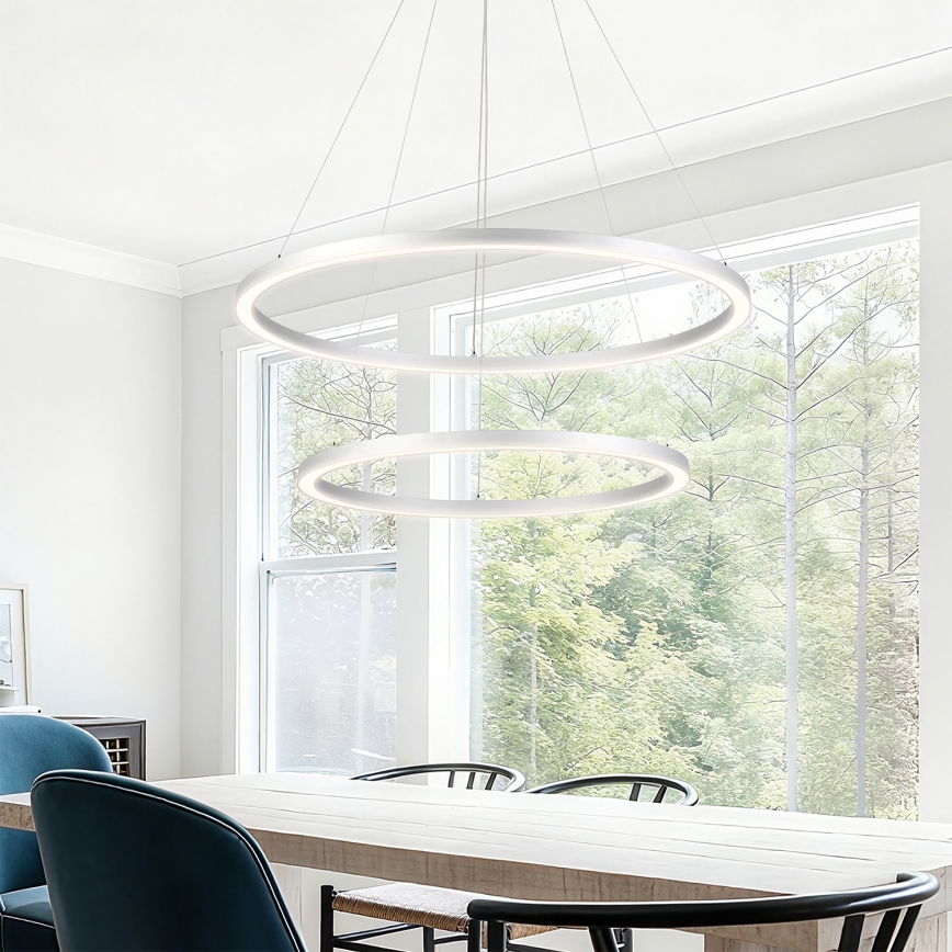 Brilagi - Himennettävä LED-riippuvalaisin vaijerilla PORTOFINO LED/98W/230V 3000-6000K halkaisija 80 cm hopea + kaukosäädin