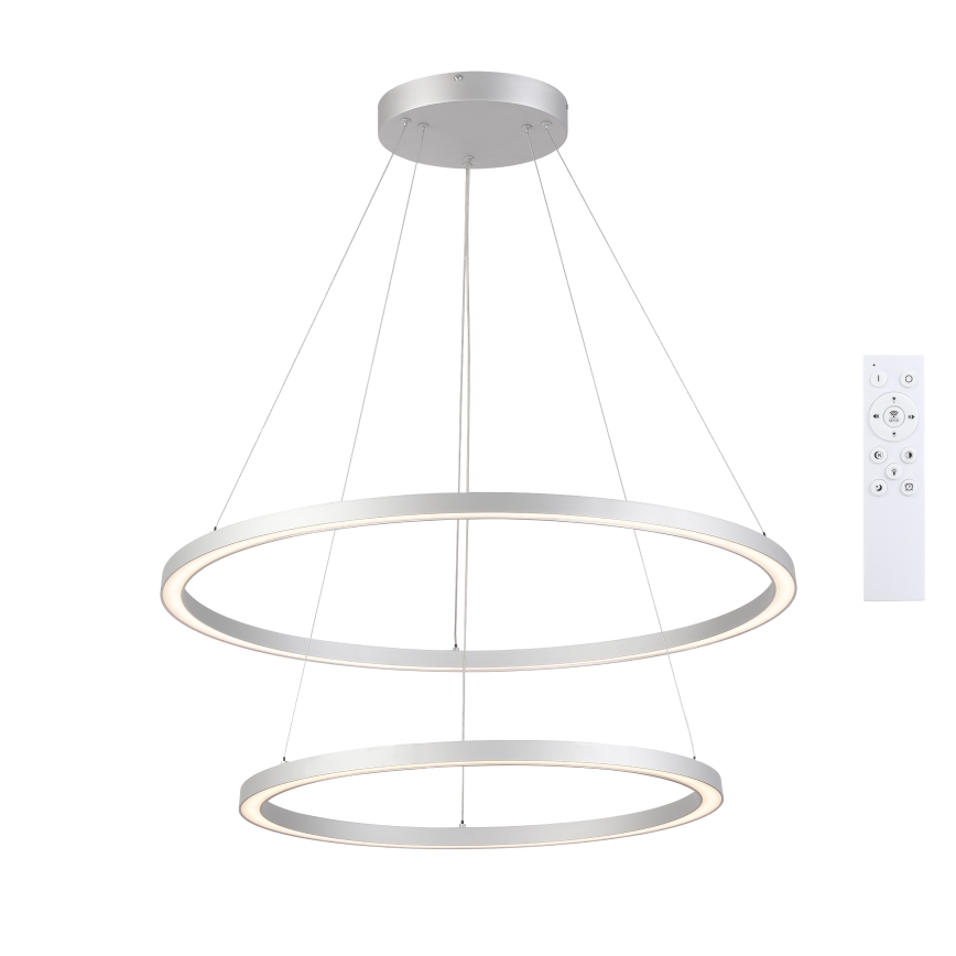 Brilagi - Himennettävä LED-riippuvalaisin vaijerilla PORTOFINO LED/98W/230V 3000-6000K halkaisija 80 cm hopea + kaukosäädin