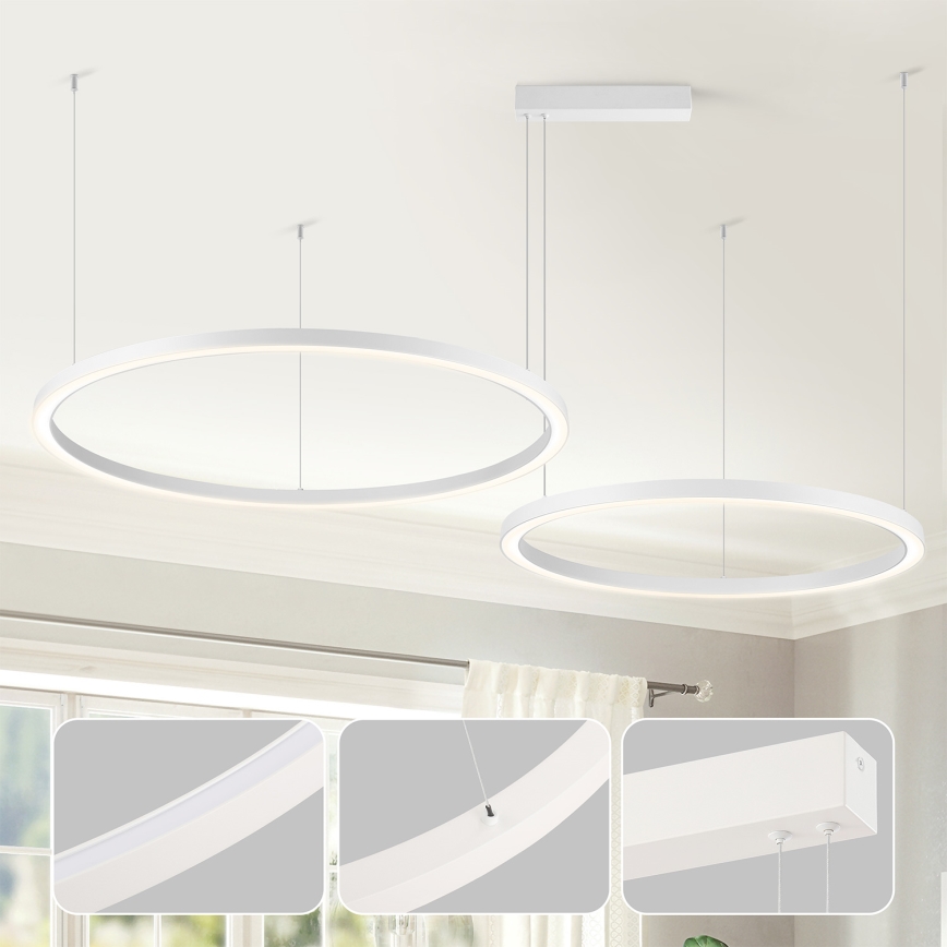 Brilagi - LED-himennettävä riippuvalaisin vaijerilla PORTOFINO LED/98W/230V 3000-6000K valkoinen + kaukosäädin