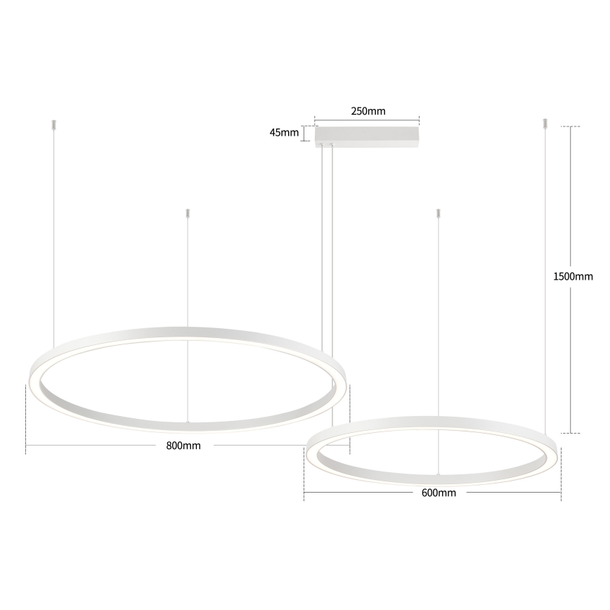 Brilagi - LED-himennettävä riippuvalaisin vaijerilla PORTOFINO LED/98W/230V 3000-6000K valkoinen + kaukosäädin