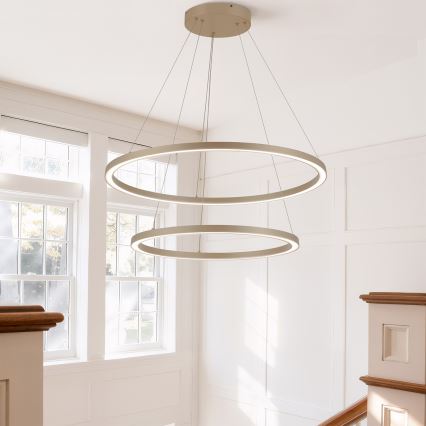 BRILAGI - PORTOFINO himmennettävä LED-riippuvalaisin vaijerilla, LED 98W/230V, 3000-6000K, halkaisija 80 cm, beigen sävyinen + kaukosäädin