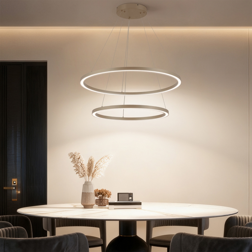 BRILAGI - PORTOFINO himmennettävä LED-riippuvalaisin vaijerilla, LED 98W/230V, 3000-6000K, halkaisija 80 cm, beigen sävyinen + kaukosäädin