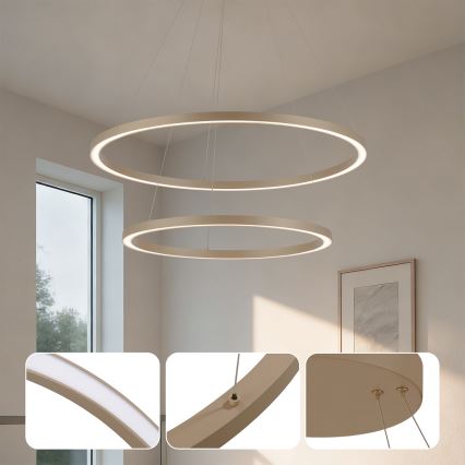 BRILAGI - PORTOFINO himmennettävä LED-riippuvalaisin vaijerilla, LED 98W/230V, 3000-6000K, halkaisija 80 cm, beigen sävyinen + kaukosäädin