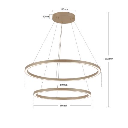 BRILAGI - PORTOFINO himmennettävä LED-riippuvalaisin vaijerilla, LED 98W/230V, 3000-6000K, halkaisija 80 cm, beigen sävyinen + kaukosäädin