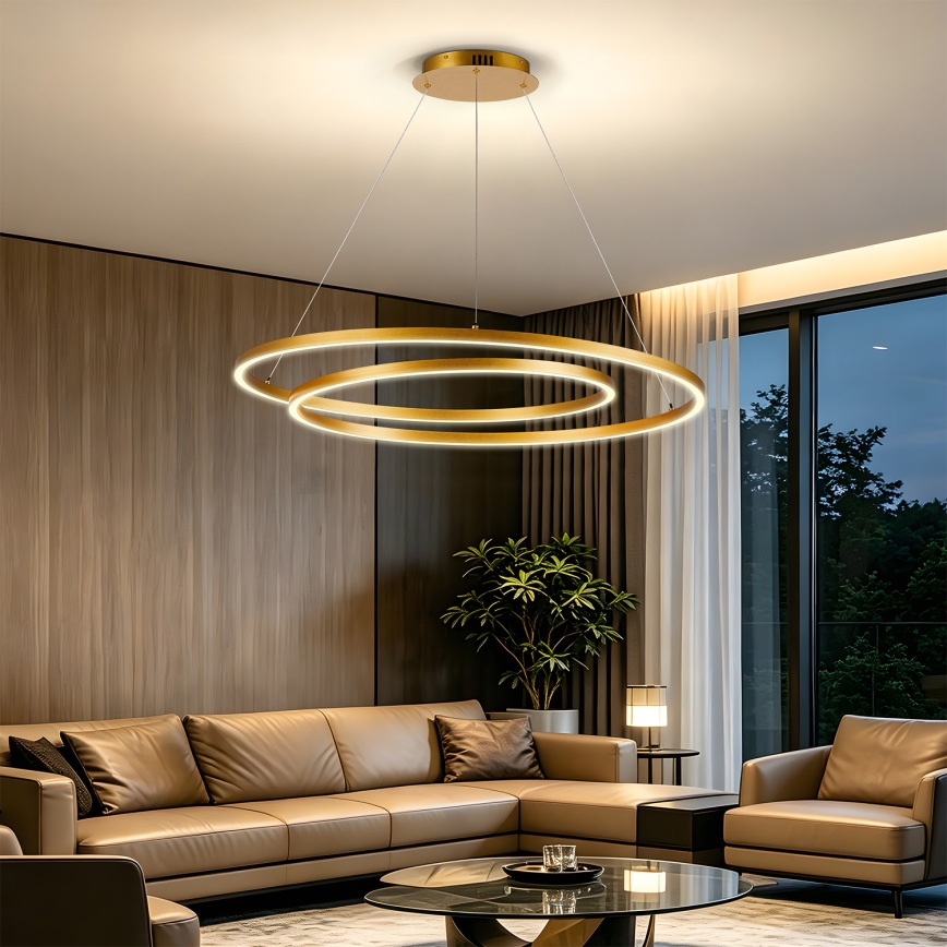 BRILAGI - TWISTER LED himmennettävä riippuvalaisin kaapelilla LED/105W/230V 3000-6000K halkaisija 100 cm kultainen + kaukosäädin