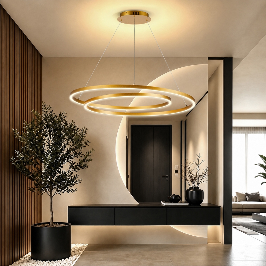BRILAGI - TWISTER LED himmennettävä riippuvalaisin kaapelilla LED/105W/230V 3000-6000K halkaisija 100 cm kultainen + kaukosäädin