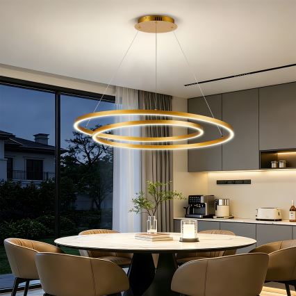 BRILAGI - TWISTER LED himmennettävä riippuvalaisin kaapelilla LED/105W/230V 3000-6000K halkaisija 100 cm kultainen + kaukosäädin