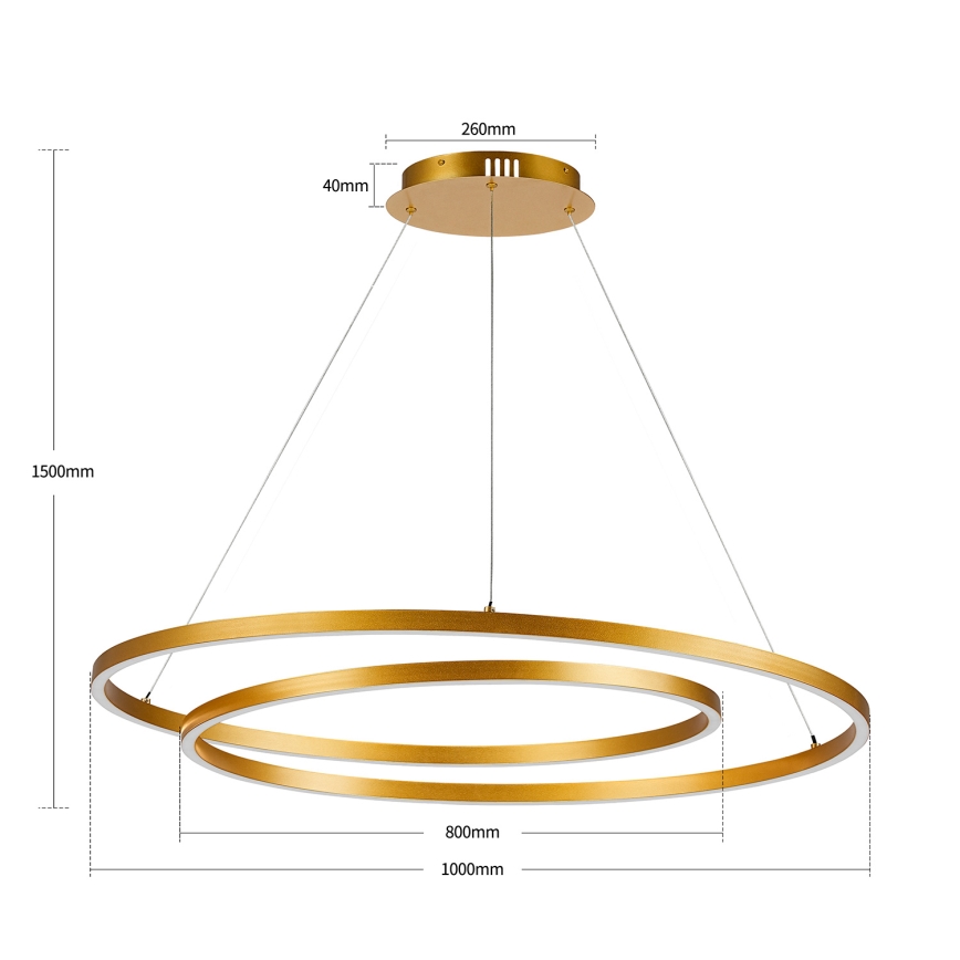 BRILAGI - TWISTER LED himmennettävä riippuvalaisin kaapelilla LED/105W/230V 3000-6000K halkaisija 100 cm kultainen + kaukosäädin