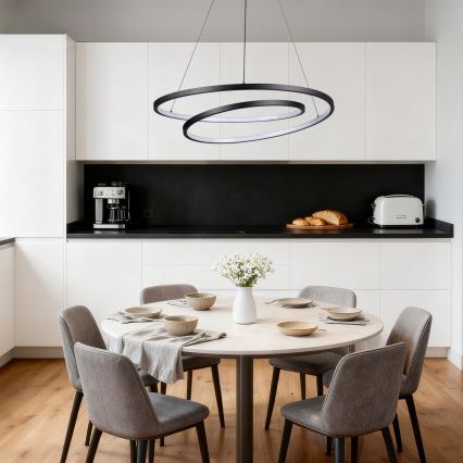 Brilagi - LED-himmennettävä riippuvalaisin vaijerilla TWISTER LED/75W/230V 3000–6000K Ø 70 cm musta + kaukosäädin