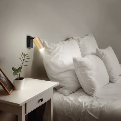 BRILAGI - LED RGBW himmennettävä seinäspotti kytkimellä SELE 1xGU10/4,8W/230V 3000K musta/kultainen + kaukosäädin