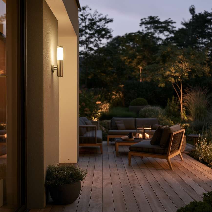BRILAGI - LED-himmennettävä ulkoseinälamppu ELIA 1xE27/6W/230V 2700-6500K IP44 Wi-Fi mattakromi