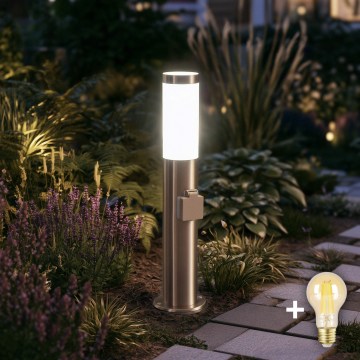 BRILAGI - LED himmennettävä ulkovalaisin pistorasialla ELIA 1xE27/6W/230V 2700-6500K IP44 Wi-Fi 50 cm mattakromi
