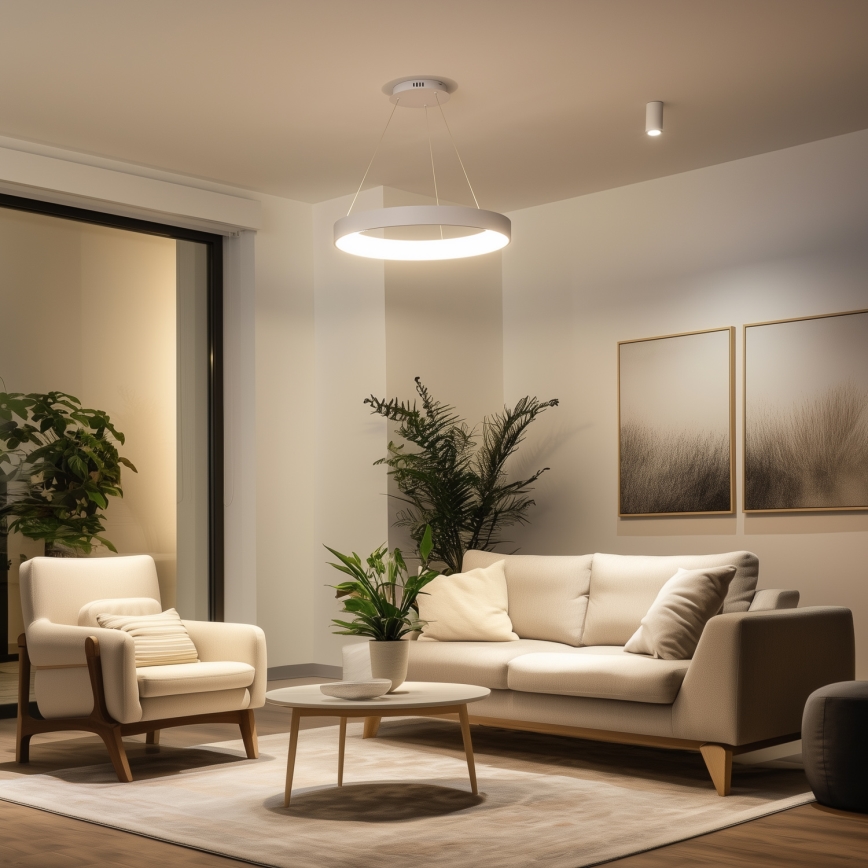 Brilagi - LED himmennettävä riippuvalaisin vaijerilla FALCON II LED/99W/230V 3000-6500K halkaisija 60 cm valkoinen + kaukosäädin