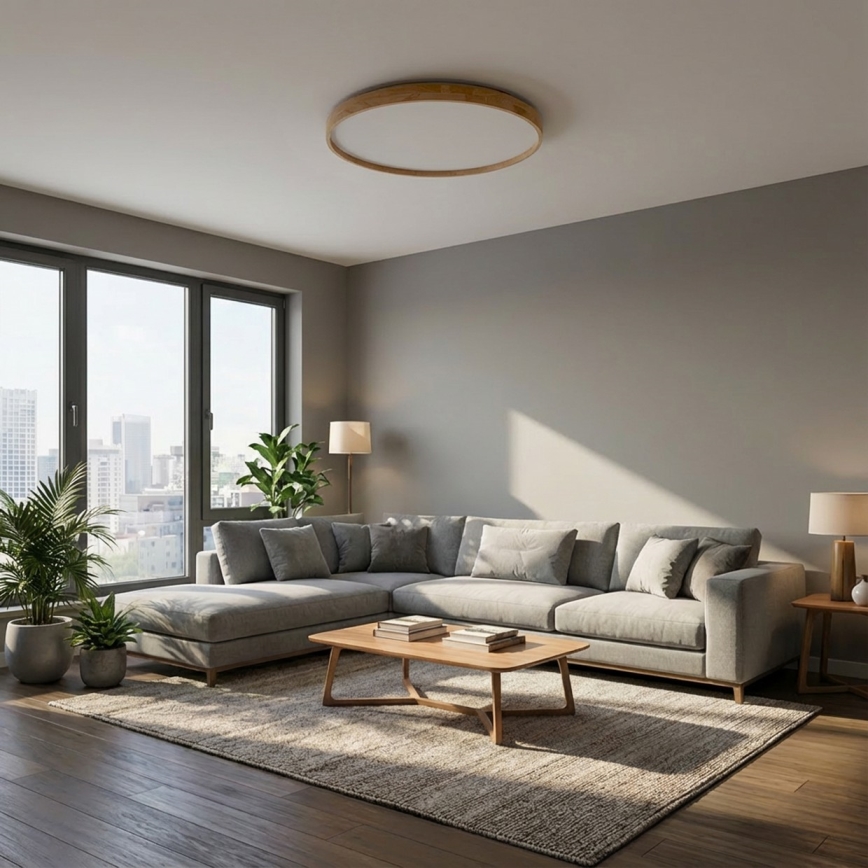Brilagi - LED himmennettävä kattovalaisin ALSON LED/72W/230V 3000-6500K tammi, halkaisija 78 cm + kaukosäädin