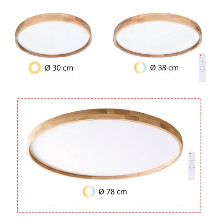 Brilagi - LED himmennettävä kattovalaisin ALSON LED/72W/230V 3000-6500K tammi, halkaisija 78 cm + kaukosäädin