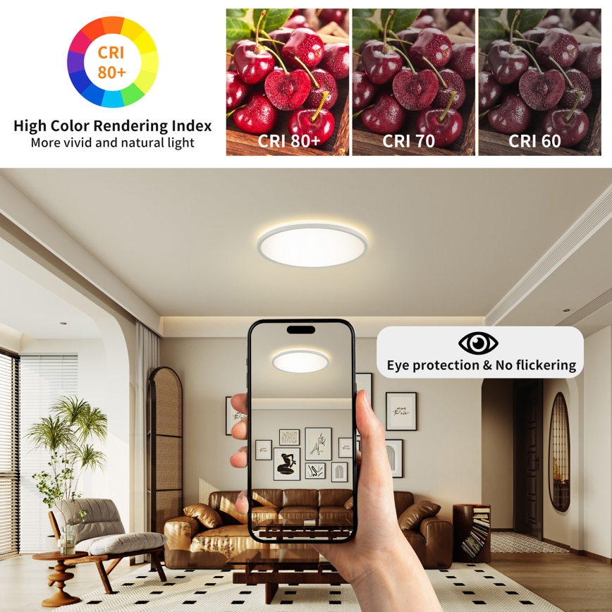 Brilagi - LED himmennettävä valaisin liiketunnistimella ja hämäräkytkimellä ULTRA OHUT LED/24W/230V halkaisija 42 cm + kaukosäädin