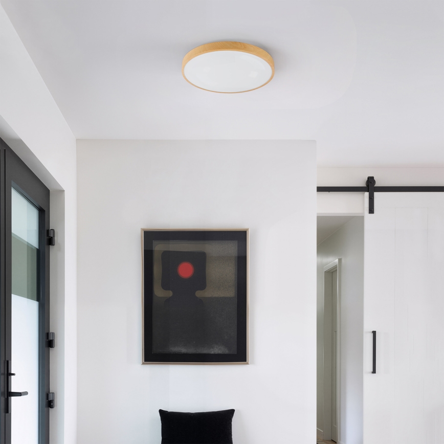Brilagi - LED-himmennettävä kattovalaisin GLASS POOL DOUBLE LED/48W/230V 3000-6000K 40 cm puukuosilla + kaukosäädin