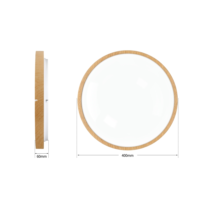 Brilagi - LED-himmennettävä kattovalaisin GLASS POOL DOUBLE LED/48W/230V 3000-6000K 40 cm puukuosilla + kaukosäädin