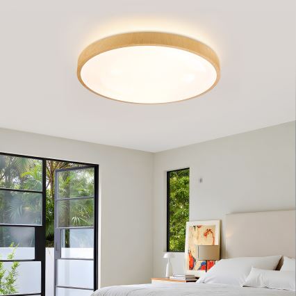 Brilagi - himmennettävä LED-kattovalaisin GLASS POOL DOUBLE LED/60W/230V 3000-6000K 50 cm puukuviointi + kaukosäädin