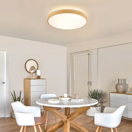 Brilagi - himmennettävä LED-kattovalaisin GLASS POOL DOUBLE LED/60W/230V 3000-6000K 50 cm puukuviointi + kaukosäädin