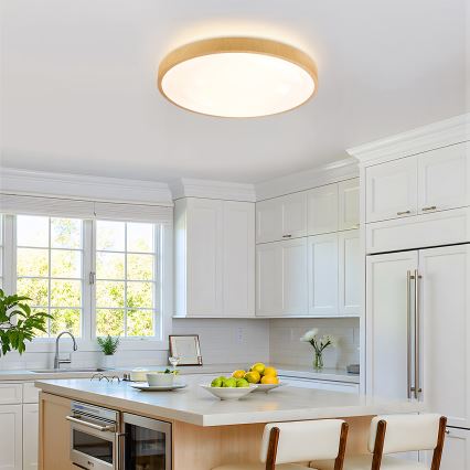 Brilagi - himmennettävä LED-kattovalaisin GLASS POOL DOUBLE LED/60W/230V 3000-6000K 50 cm puukuviointi + kaukosäädin