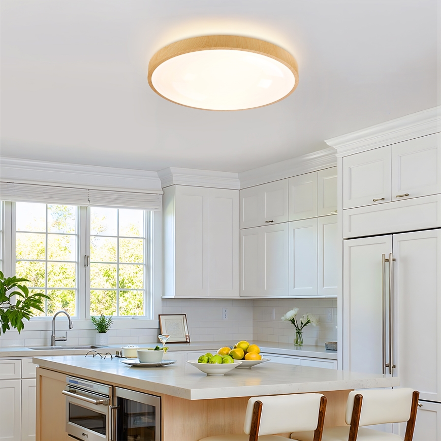 Brilagi - himmennettävä LED-kattovalaisin GLASS POOL DOUBLE LED/60W/230V 3000-6000K 50 cm puukuviointi + kaukosäädin