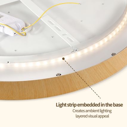 Brilagi - himmennettävä LED-kattovalaisin GLASS POOL DOUBLE LED/60W/230V 3000-6000K 50 cm puukuviointi + kaukosäädin