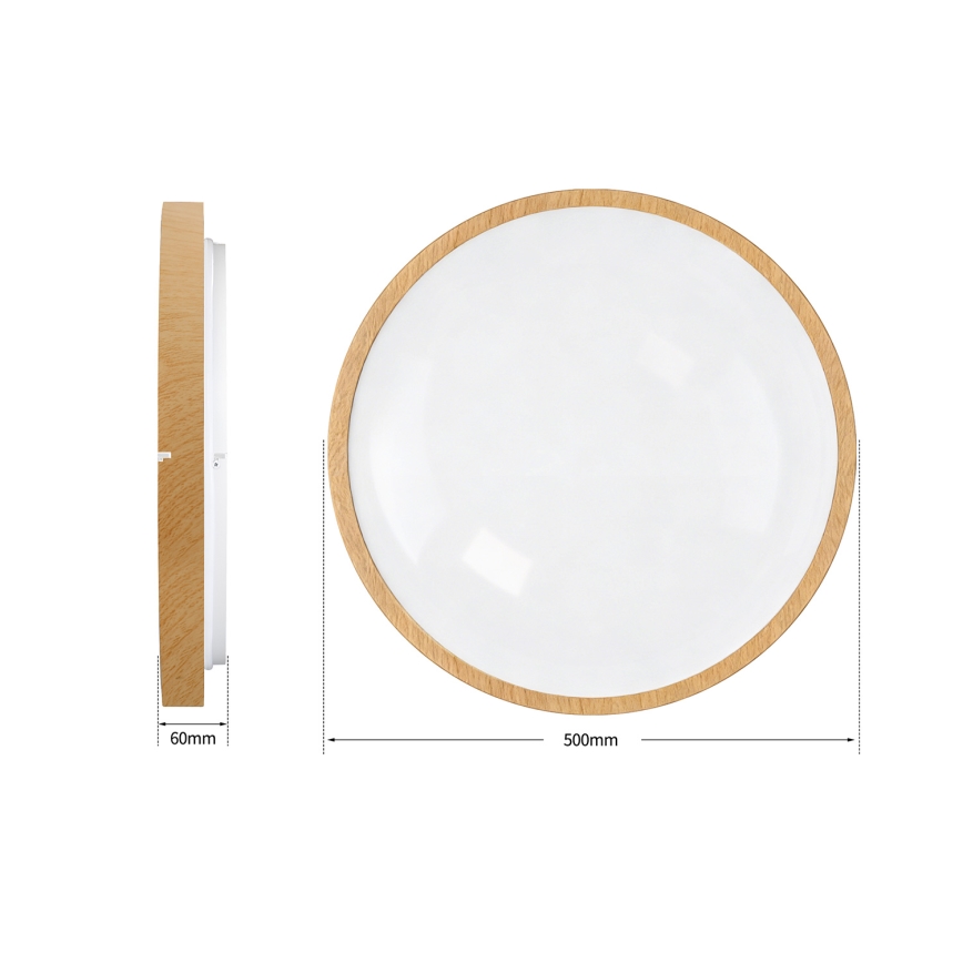 Brilagi - himmennettävä LED-kattovalaisin GLASS POOL DOUBLE LED/60W/230V 3000-6000K 50 cm puukuviointi + kaukosäädin