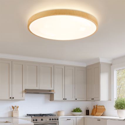 Brilagi - LED himmennettävä kattovalaisin GLASS POOL DOUBLE LED/80W/230V 3000-6000K 60 cm puukuosi + kaukosäädin