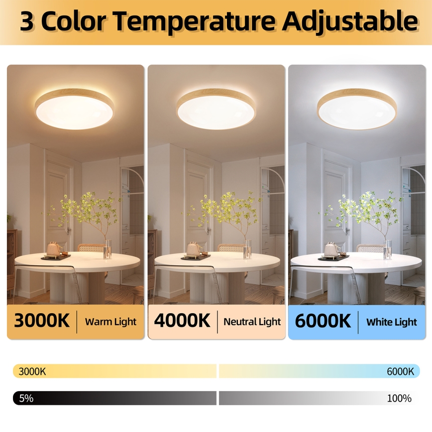 Brilagi - LED himmennettävä kattovalaisin GLASS POOL DOUBLE LED/80W/230V 3000-6000K 60 cm puukuosi + kaukosäädin