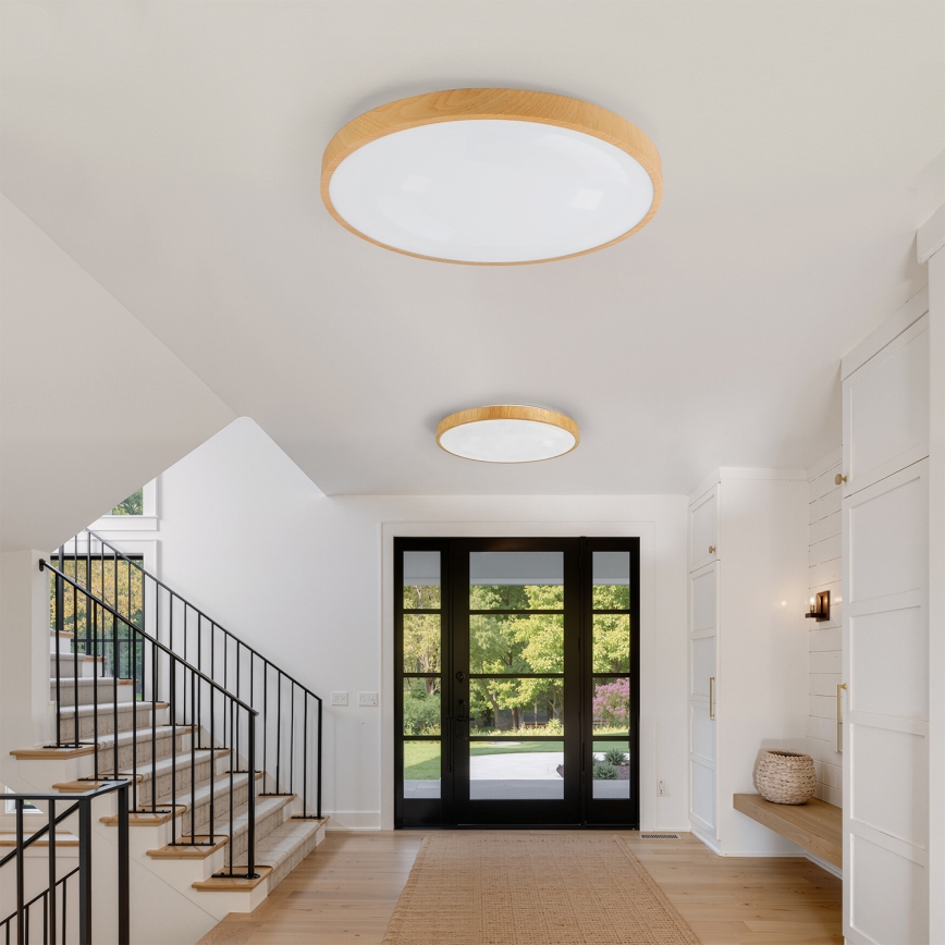 Brilagi - LED himmennettävä kattovalaisin GLASS POOL DOUBLE LED/80W/230V 3000-6000K 60 cm puukuosi + kaukosäädin