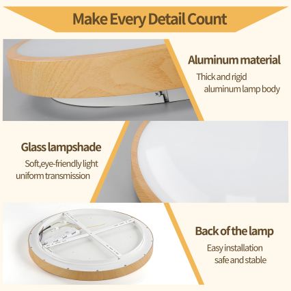 Brilagi - LED himmennettävä kattovalaisin GLASS POOL DOUBLE LED/80W/230V 3000-6000K 60 cm puukuosi + kaukosäädin