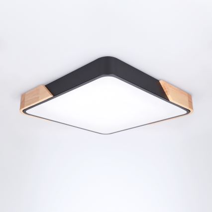 Brilagi - PILANA himmennettävä LED-kattovalaisin LED/48W/230V 3000-6500K tammi/musta 42x42 cm + kaukosäädin