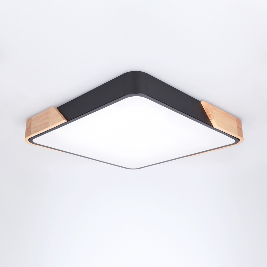 Brilagi - PILANA himmennettävä LED-kattovalaisin LED/48W/230V 3000-6500K tammi/musta 42x42 cm + kaukosäädin