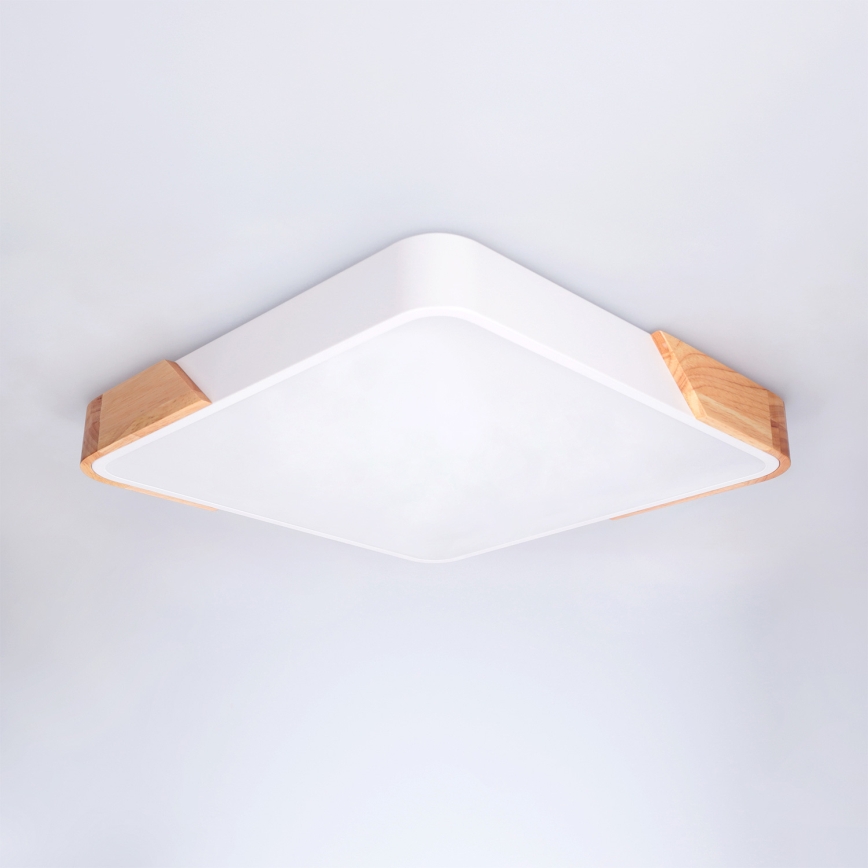 Brilagi - himmennettävä LED-kattovalaisin PILANA LED/48W/230V 3000-6500K tammi/valkoinen 42x42 cm + kaukosäädin