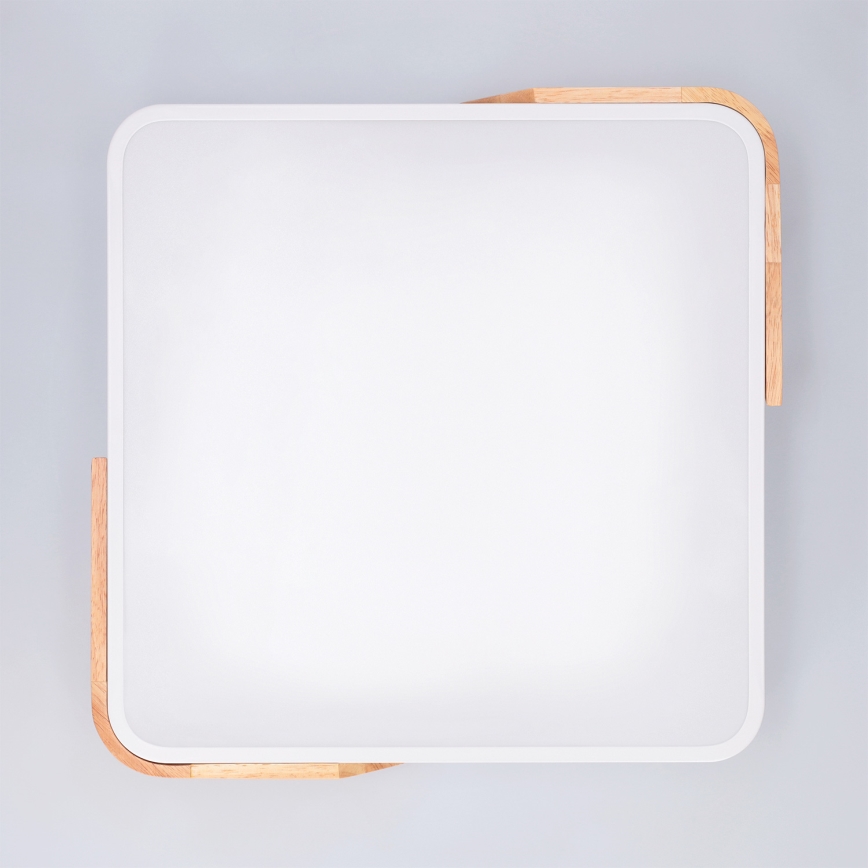 Brilagi - himmennettävä LED-kattovalaisin PILANA LED/48W/230V 3000-6500K tammi/valkoinen 42x42 cm + kaukosäädin