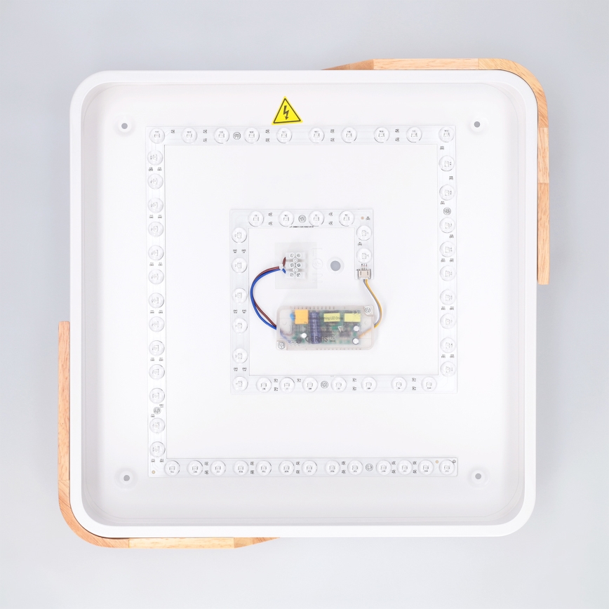 Brilagi - himmennettävä LED-kattovalaisin PILANA LED/48W/230V 3000-6500K tammi/valkoinen 42x42 cm + kaukosäädin