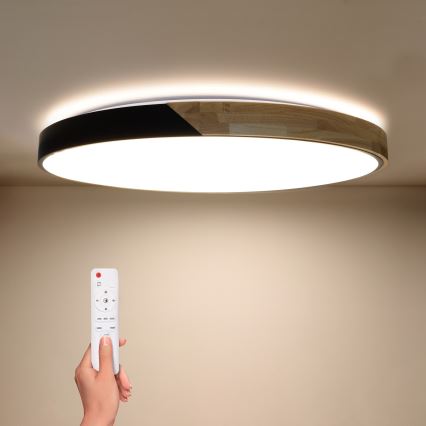 Brilagi - LED himmennettävä kattovalaisin PILANA LED/72W/230V 3000-6500K tammi/musta halkaisija 80 cm + kaukosäädin