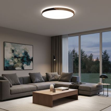 Brilagi - LED himmennettävä kattovalaisin PILANA LED/72W/230V 3000-6500K tammi/musta halkaisija 80 cm + kaukosäädin