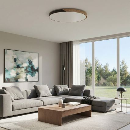 Brilagi - LED himmennettävä kattovalaisin PILANA LED/72W/230V 3000-6500K tammi/musta halkaisija 80 cm + kaukosäädin