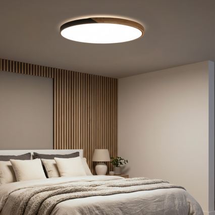 Brilagi - LED himmennettävä kattovalaisin PILANA LED/72W/230V 3000-6500K tammi/musta halkaisija 80 cm + kaukosäädin