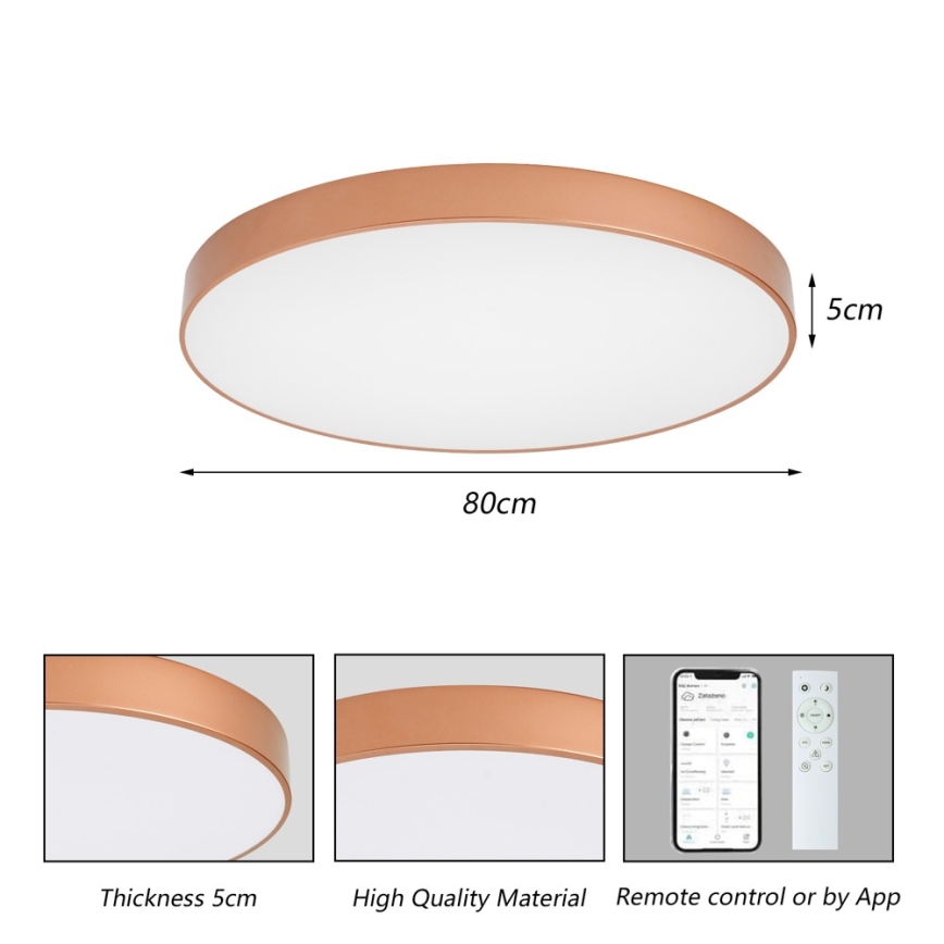 BRILAGI - LED-himennettävä kattavalaisin POOL SMART LED/100W/230V 3000-6000K pr. 80 cm Wi-Fi Tuya kuparinvärinen + kaukosäädin