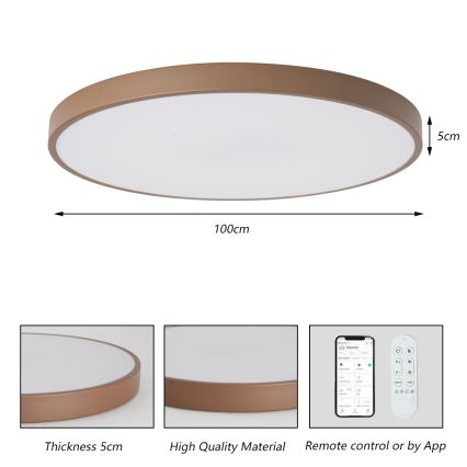 Brilagi - himmennettävä LED-valaisin POOL SMART LED/128W/230V halkaisija 100 cm Wi-Fi Tuya + kaukosäädin ruskea