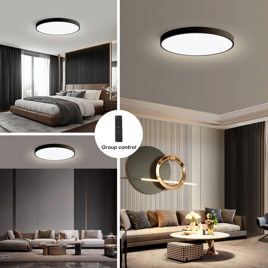 Brilagi - Himennettävä LED-kattovalaisin POOL SMART LED/128W/230V 3000-6000K halkaisija 100 cm Wi-Fi Tuya musta + kaukosäädin